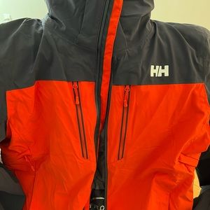 Red and gray Helly Hansen ski coat.